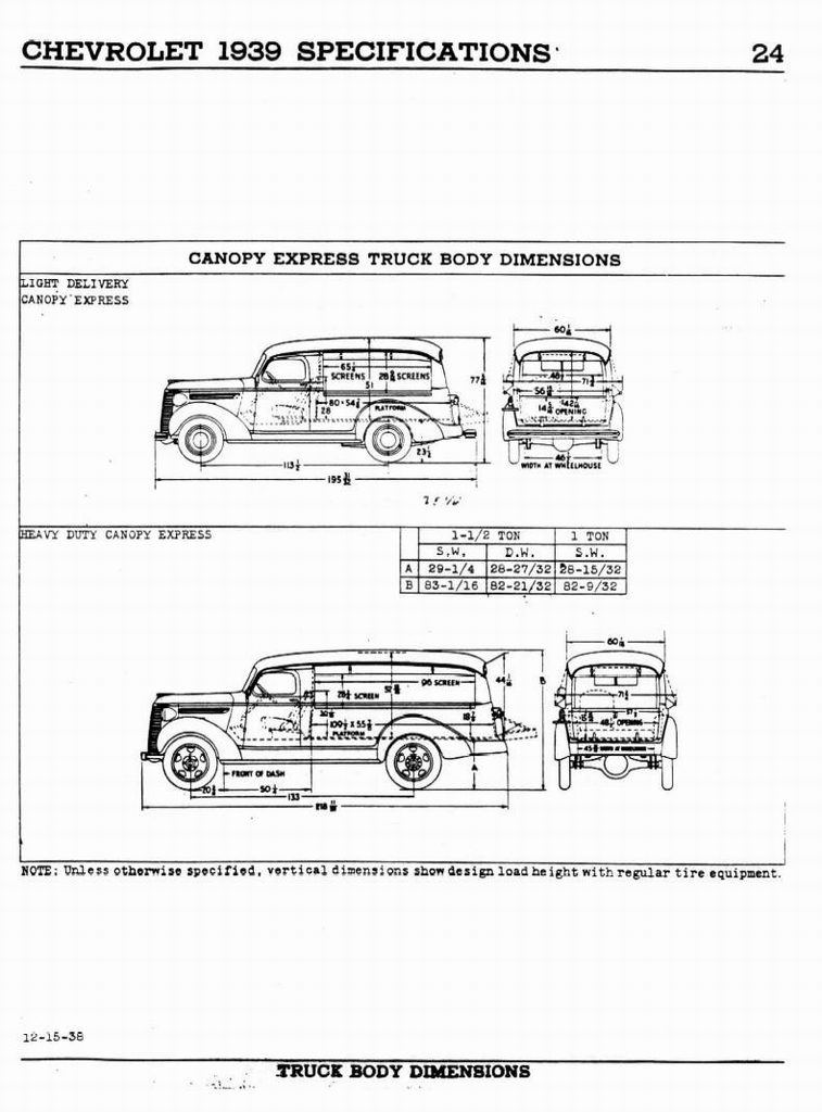 1939 Chevrolet Car and Truck Specifications Page 27